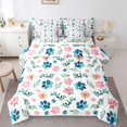 thumbnail image 1 of Homewish Cartoon Dog Paws 7-Piece Twin Bedding,Cute Floral Plant Bedding Comforter Set,Pink Green,Polkadot Reversible, 1 of 8
