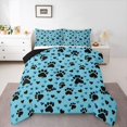 thumbnail image 1 of Homewish Cartoon Dog Paws Full Size Comforter Sets,Pet Lover Bedding Comforter Set,Blue,Black Reversible,3pcs,1 Comforter and 2 Pillowcases, 1 of 7