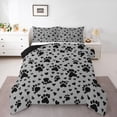 thumbnail image 1 of Homewish Cartoon Dog Paws Queen Comforter Set,Pet Lover Comforter Sets Queen,Gray,Heart Decor,Black Reversible,3 Pieces,1 Comforter and 2 Pillowcases, 1 of 7