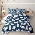thumbnail image 1 of Homewish Cartoon Dog Quilt King,Cute Pet Themed King Coverlet Set,Navy Blue,3 Pieces, 1 of 7