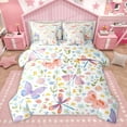 thumbnail image 1 of Homewish Cartoon Dragonfly Lover Twin Bedding Sets 7-Piece, Kawaii Butterfly Moth Bedding Comforter Set, Groovy Floral Reversible Sheet Sets, Super Cozy Room Decor, 1 of 8
