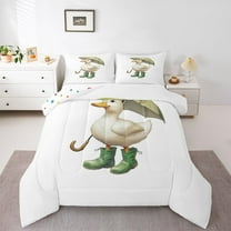 Homewish Cartoon Duck Animal Bedding Comforter Set, Cute Kawaii Goose Twin Comforter Sets, Teens Kids Boys Girls Reversible Bedding Set, Microfiber Bedroom Decor, 2pcs