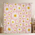 thumbnail image 1 of Homewish Cartoon Floral Daisy Black Out Curtains,Rustic Flower Curtains Pack of 2 (42x63 Each),Pink White Yellow Bedroom Curtains For Girl Kids,Super Cozy Room Decor, 1 of 6
