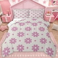 thumbnail image 1 of Homewish Cartoon Flower Queen Comforter Set,Cute Floral Blossom Bedding Sets,Pink Gray Bedding Comforter Set For Girls,Microfiber Bedroom Decor Reversible,3-Piece, 1 of 8