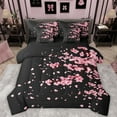 thumbnail image 1 of Homewish Cartoon Flower Sakura 7-Piece Twin Bedding Sets,Japan Cherry Blossom Bedding Comforter Set,Black Pink Sheet Sets For Girl Teens,Ultra Soft Home Decor Reversible, 1 of 8
