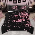 thumbnail image 1 of Homewish Cartoon Flower Sakura Bedding Comforter Set,Japan Cherry Blossom Twin Comforter Sets,Black Pink Bedding Set For Girl Teens,Ultra Soft Home Decor Reversible,2-Piece, 1 of 8