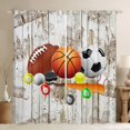 thumbnail image 1 of Homewish Cartoon Football Basketball Black Out Curtains, Rugby Soccer Sports Lover Curtains Pack of 2 (42x63 Each), Teens Kids Boys Girls Bedroom Curtains, Blackout Curtains Bedroom Decor, 1 of 5