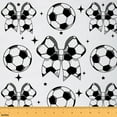 thumbnail image 1 of Homewish Cartoon Football Lover Fabric by the Yard 1 Yard for Kids, Black White Bowknot Room Decor Fabric by the Yard, Kawaii Stars Print Sewing Fabric, Microfiber Bedroom Decor, 1 of 6