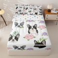 thumbnail image 1 of Homewish Cartoon French Bulldog Zipper Twin Comforter Sets with Fitted Sheet and 2 Pillowcases,Pink Purple Roses Zipper Bedding Set,White,Polkadot Reversible,4pcs, 1 of 8