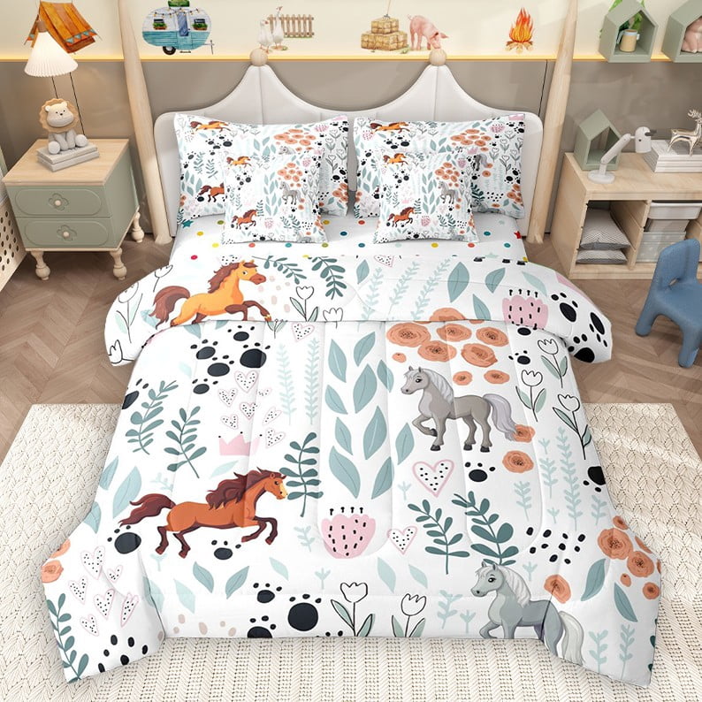 Homewish Cartoon Galloping Horse 7 Pieces Bedding Comforter Set for ...