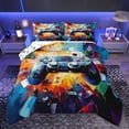 thumbnail image 1 of Homewish Cartoon Game Controller Queen Comforter Set, Graffiti Artwork Bedding Sets, Fashion Oil Printing Reversible Bedding Comforter Set, Microfiber Bedroom Decor, 3-Piece, 1 of 8
