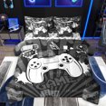 thumbnail image 1 of Homewish Cartoon Gamepad Lover Twin Bedding Sets 7-Piece for Boys, Game Console Bedding Comforter Set, Grey Stripes Abstract Reversible Sheet Sets, Breathable Home Decor, 1 of 8