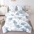 thumbnail image 1 of Homewish Cartoon Ginkgo Kids Bedding Comforter Set 7 Pieces, Blue Plant Botanical Full Bedding Set, Rustic Leaf Print Reversible Fitted Sheet Flat Sheet, Luxury Bedroom Decor, 1 of 7