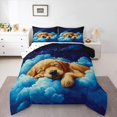thumbnail image 1 of Homewish Cartoon Golden Retriever Full Size Comforter Sets,Cute Pet Dog Bedding Comforter Set,White Cloud Decor,Polkadot Reversible,3 Pieces,1 Comforter and 2 Pillowcases, 1 of 7