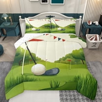 Homewish Cartoon Golf Sports Bedding Comforter Set, Ball Game Lover Twin Comforter Sets, Teens Kids Boys Girls Reversible Bedding Set, Breathable Home Decor, 2-Piece