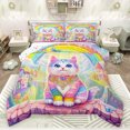 thumbnail image 1 of Homewish Cartoon Gradient Cat Bedding Comforter Set 2pcs for Teenagers Boys Girls,Dreamy Princess Twin Comforter Sets Microfiber,Flying Butterflies Kawaii Rainbow Breathable Bedding Set, 1 of 8