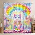 thumbnail image 1 of Homewish Cartoon Gradient Cat Black Out Curtains for Teenagers Boys Girls,Dreamy Princess Curtains Pack of 2 (42x63 Each),Flying Butterflies Kawaii Rainbow Bedroom Curtains, 1 of 6