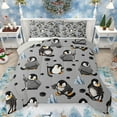 thumbnail image 1 of Homewish Cartoon Grey Penguin Bedding Comforter Set, Ice Hockey Sports Twin Comforter Sets, Kawaii Animal Reversible Bedding Set, Microfiber Bedroom Decor, 2-Piece, 1 of 8
