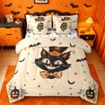thumbnail image 1 of Homewish Cartoon Halloween Cat 7 Pieces Full Size Bedding Sets,Witch Hat Pumpkin Bat Pattern Full Size Bed in a Bag,Halloween Reversible, 1 of 8