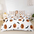 thumbnail image 1 of Homewish Cartoon Halloween Duvet Cover Queen for Kids, Orange Pumpkin Bat Spooky Queen Bedding, Halloween Reversible, 3-Piece, 1 Duvet Cover and 2 Pillowcases, 1 of 6