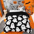 thumbnail image 1 of Homewish Cartoon Halloween Ghost Bedding,Simple Spooky Pattern Duvet Cover Full,Black White,Black Reversible,3pcs,1 Duvet Cover and 2 Pillowcases, 1 of 6