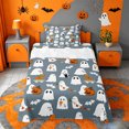 thumbnail image 1 of Homewish Cartoon Halloween Ghost Twin Sheets,Pumpkin Bat Pattern Bedding,3 Pieces,1 Fitted Sheet and 1 Pillowcase, 1 of 6