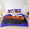 thumbnail image 1 of Homewish Cartoon Halloween Pumpkin Twin Duvet Cover,Witch Hat Bat Tree Print Twin Bedding,Violet Black Orange,Halloween Reversible,2-Piece,1 Duvet Cover and 1 Pillowcase, 1 of 5