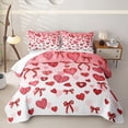 thumbnail image 1 of Homewish Cartoon Heart Bowknot Twin Quilt Set,Red White Pink Twin Coverlet Set,2 Pieces, 1 of 7