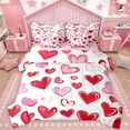 thumbnail image 1 of Homewish Cartoon Heart Pattern 7-Piece Twin Bedding Sets,Graffiti Kawaii Loves Bedding Comforter Set,Pink Red White Sheet Sets For Girls Teens,Microfiber Bedroom Decor Reversible, 1 of 8