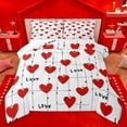 thumbnail image 1 of Homewish Cartoon Heart Pattern Queen Comforter Set,Kawaii 3D Loves Bedding Sets,Red White Bedding Comforter Set For Girls Teens,Microfiber Bedroom Decor,3-Piece, 1 of 8