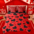thumbnail image 1 of Homewish Cartoon Heart Print 7-Piece Bedding Comforter Set,Kawaii Loves Pattern King Bedding Sets,Red Black Bed Sheets For Girl,Ultra Soft Home Decor Reversible, 1 of 8