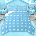 thumbnail image 1 of Homewish Cartoon Heart Print Full Size Comforter Sets,Kawaii Loves Pattern Bedding Comforter Set,White Blue Bedding Sets For Girl,Ultra Soft Home Decor Reversible,3pcs, 1 of 8