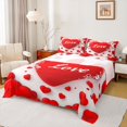 thumbnail image 1 of Homewish Cartoon Heart Print Twin Sheet Sets,Romantic Loves Pattern Twin Fitted Sheet,White Red Flat Sheet For Girl Teens,Breathable Home Decor,3-Piece, 1 of 7