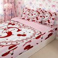 thumbnail image 1 of Homewish Cartoon Initial S Zipper Twin Comforter Sets with Fitted Sheet and 2 Pillowcases,Red Cherry Kawaii Bow Zipper Bedding Set for Girls,4-Piece,Pink Reversible, 1 of 6