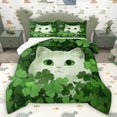 thumbnail image 1 of Homewish Cartoon Kitten Cat Bedding Comforter Set for Kid, Lucky Shamrock Botanical Twin Comforter Sets, Cute Animal Lover Reversible Bedding Set, Lightweight Room Decor, 2-Piece, 1 of 8