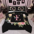 thumbnail image 1 of Homewish Cartoon Letter E Queen Comforter Set for Teen, Romantic Pink Rose Flower Bedding Sets, Dreamy Butterfly Reversible Bedding Comforter Set, Luxury Bedroom Decor, 3pcs, 1 of 8