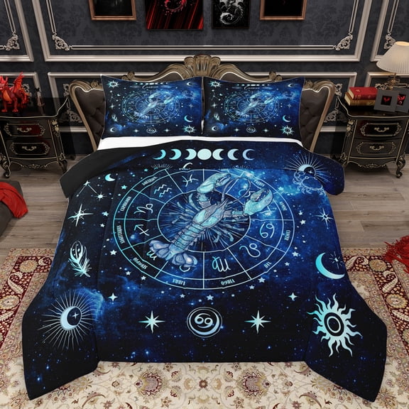 Homewish Cartoon Lobster Bedding Comforter Set,Fantasy Constellation Theme Twin Comforter Sets,Boho Boemain Pattern Bedding Set For Men Women,Ultra Soft Home Decor Reversible,2 Pieces