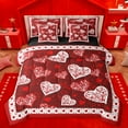 thumbnail image 1 of Homewish Cartoon Loves Pattern 7-Piece Bedding Comforter Set,Happy Valentine King Bedding Sets,Retro Damask Print Bed Sheets For Girls Teens,Luxury Bedroom Decor Reversible, 1 of 8