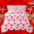 thumbnail image 1 of Homewish Cartoon Loves Pattern Bedding Comforter Set,Happy Valentine Twin Comforter Sets,Pink Red Bedding Set For Girls Teens,Luxury Bedroom Decor Reversible,2pcs, 1 of 8