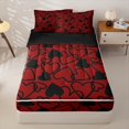 thumbnail image 1 of Homewish Cartoon Loves Pattern Zipper Full Size Comforter Sets with Fitted Sheet and 2 Pillowcases,Red Black Heart Print Zipper Bedding Set For Men Women,Reversible,4 Pieces, 1 of 7