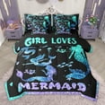 thumbnail image 1 of Homewish Cartoon Mermaid 7-Piece Twin Bedding Sets,Ocean Animal Sealife Bedding Comforter Set,Purple Blue Black Sheet Sets For Girls,Luxury Bedroom Decor, 1 of 8