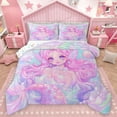 thumbnail image 1 of Homewish Cartoon Mermaid Princess Bedding Comforter Set,Ocean Animal Twin Comforter Sets,Blue Pink Bedding Set For Girls Kids,Breathable Home Decor Reversible,2-Piece, 1 of 8