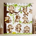 thumbnail image 1 of Homewish Cartoon Monkey Black Out Curtains,Zoo Animal Curtains Pack of 2 (42x63 Each),White Brown Green Bedroom Curtains For Boys Girls,Luxury Bedroom Decor, 1 of 6