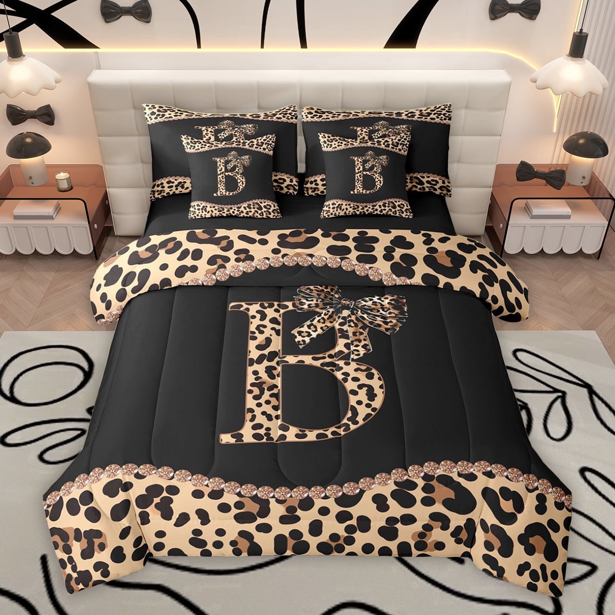 Reversible Sheets Homewish Cartoon Monogrammed B Twin Bedding Sets 7-Piece for Teens ...