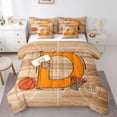 thumbnail image 1 of Homewish Cartoon Monogrammed D Bedding Comforter Set 7-Piece, Orange Brown Basketball King Bedding Sets, Teens Kids Boys Girls Reversible Bed Sheets, Lightweight Room Decor, 1 of 7