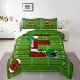 thumbnail image 1 of Homewish Cartoon Monogrammed E Bedding Comforter Set, Green Brown Football Rugby Twin Comforter Sets, Teens Kids Boys Girls Reversible Bedding Set, Breathable Home Decor, 2pcs, 1 of 8