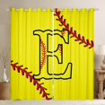 thumbnail image 1 of Homewish Cartoon Monogrammed E Curtains Pack of 2 (42x84 Each), Yellow Red Baseball Curtains Blackout, Teens Kids Boys Girls Bedroom Curtains, Black Out Curtains Decor, 1 of 6