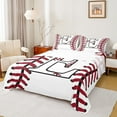 thumbnail image 1 of Homewish Cartoon Monogrammed E Full Size Sheets, White Red Baseball Bed Sheets, Teens Kids Boys Girls Sheet Sets, Super Cozy Room Decor, 4-Piece, 1 of 7