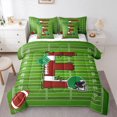 thumbnail image 1 of Homewish Cartoon Monogrammed E Twin Bedding Sets 7-Piece, Green Brown Football Rugby Bedding Comforter Set, Teens Kids Boys Girls Reversible Sheet Sets, Breathable Home Decor, 1 of 8
