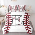 thumbnail image 1 of Homewish Cartoon Monogrammed E Twin Bedding Sets 7-Piece, White Red Baseball Bedding Comforter Set, Teens Kids Boys Girls Reversible Sheet Sets, Super Cozy Room Decor, 1 of 7